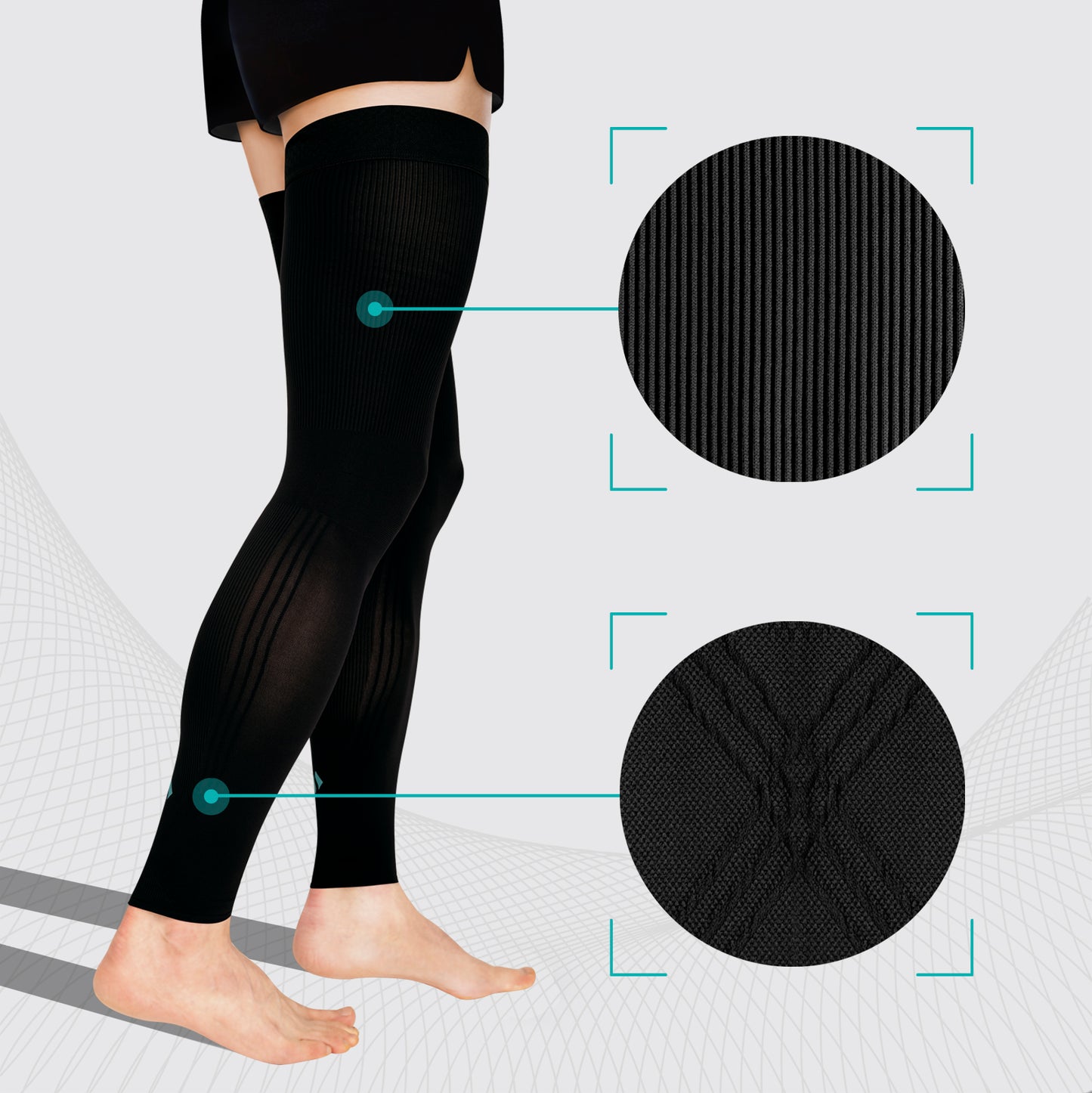 Lange Sport Kompressionsstulpen Klasse 1 (18-21 mmHg), Unisex, ACTIVE