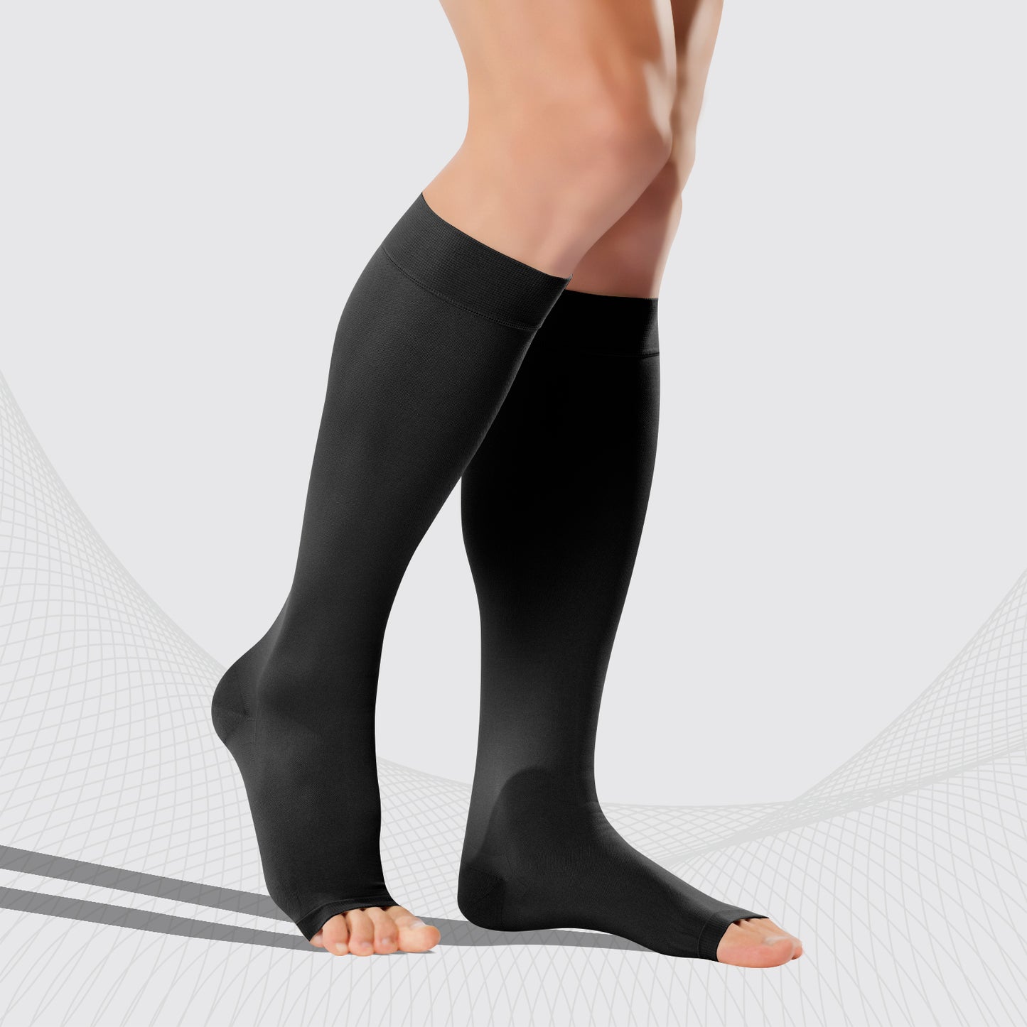 Medizinische Kompressionsstrümpfe Klasse 2 (23-32 mmHg), Unisex, offene Zehen, SOFT