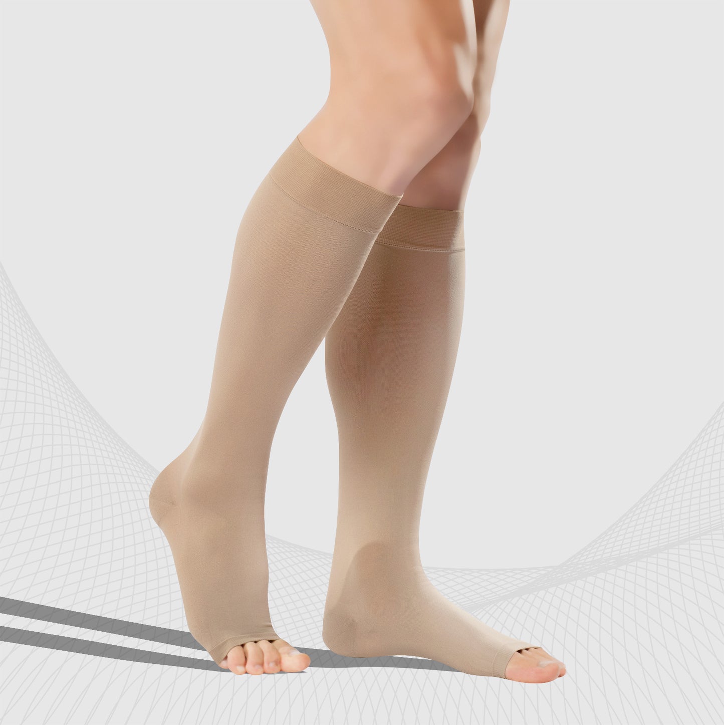 Medizinische Kompressionsstrümpfe Klasse 2 (23-32 mmHg), Unisex, offene Zehen, SOFT